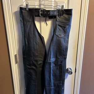 Black Leather Chaps with Belt